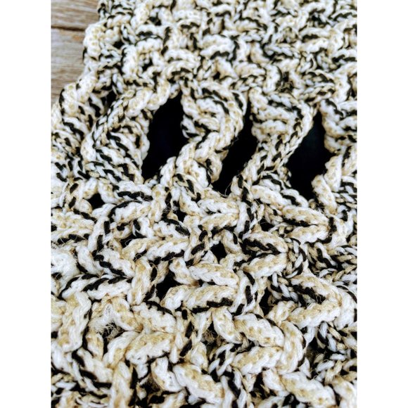 Vintage 1970s Macrame' Purse Bamboo handle Hippy Boho - Picture 10 of 10